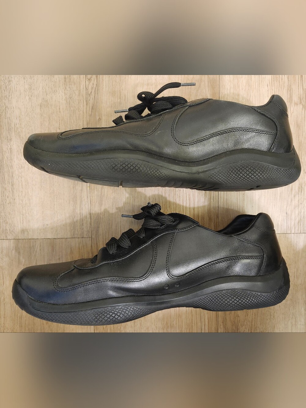 Prada America's Cup Black Nappa Leather Men's Sneakers Size 12 - Picture 5 of 8